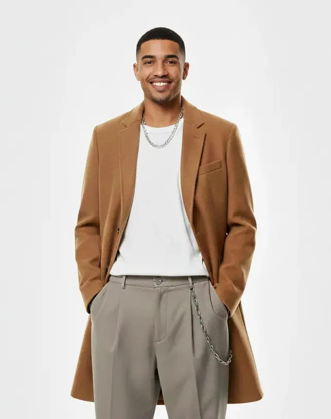 Men’s Classic Wool Short Coat – Elegant Winter Jacket (Black, Grey & Camel)