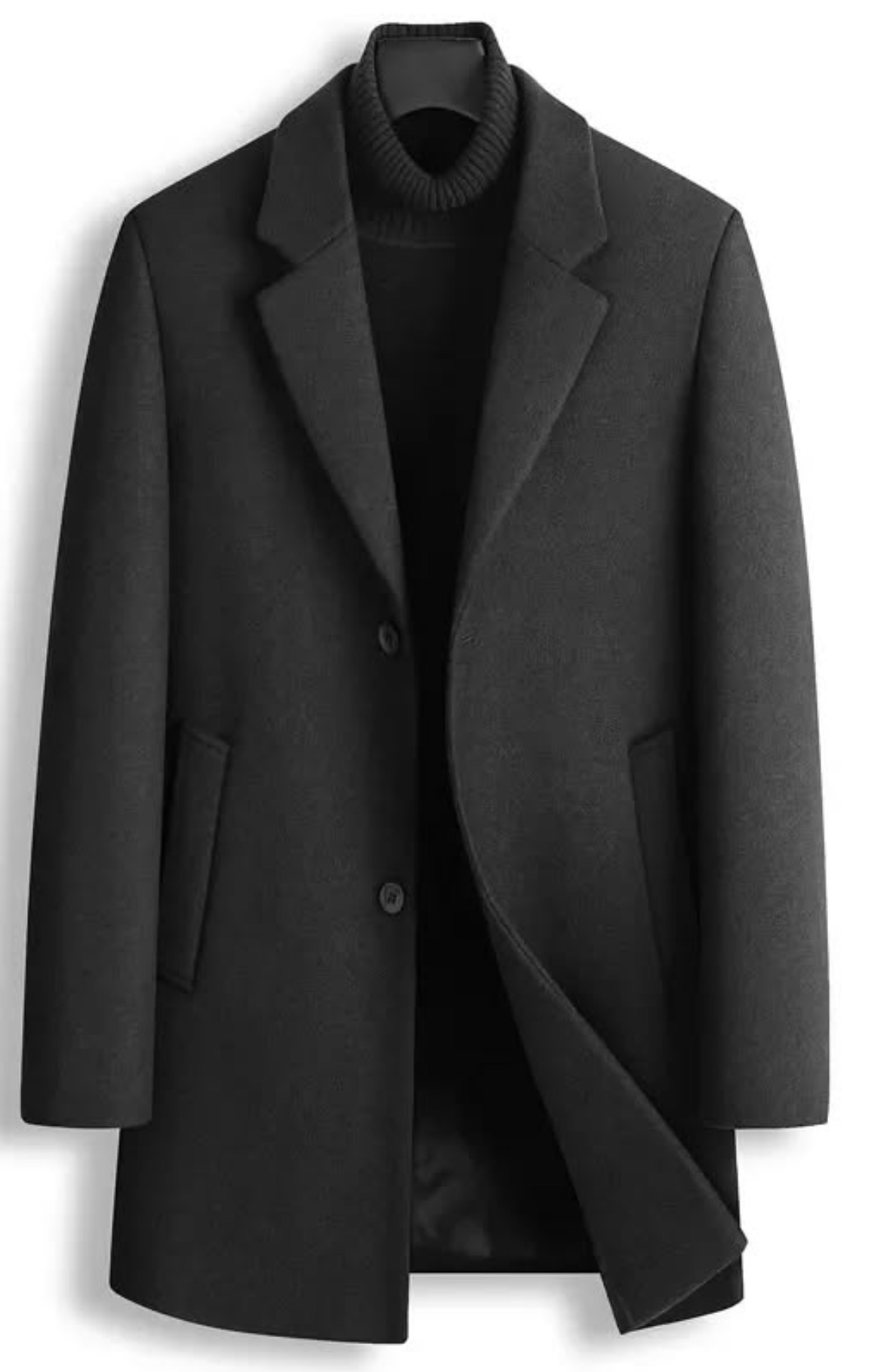 Men’s Classic Wool Short Coat – Elegant Winter Jacket (Black, Grey & Camel)